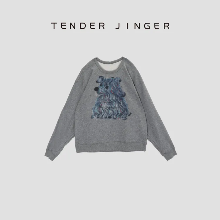 Tender Jinger圆领套头小狗图案卫衣T53HMD41133