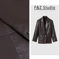 2025早秋新款气质百搭韩版休闲外套法式外套瘦腰绳皮衣