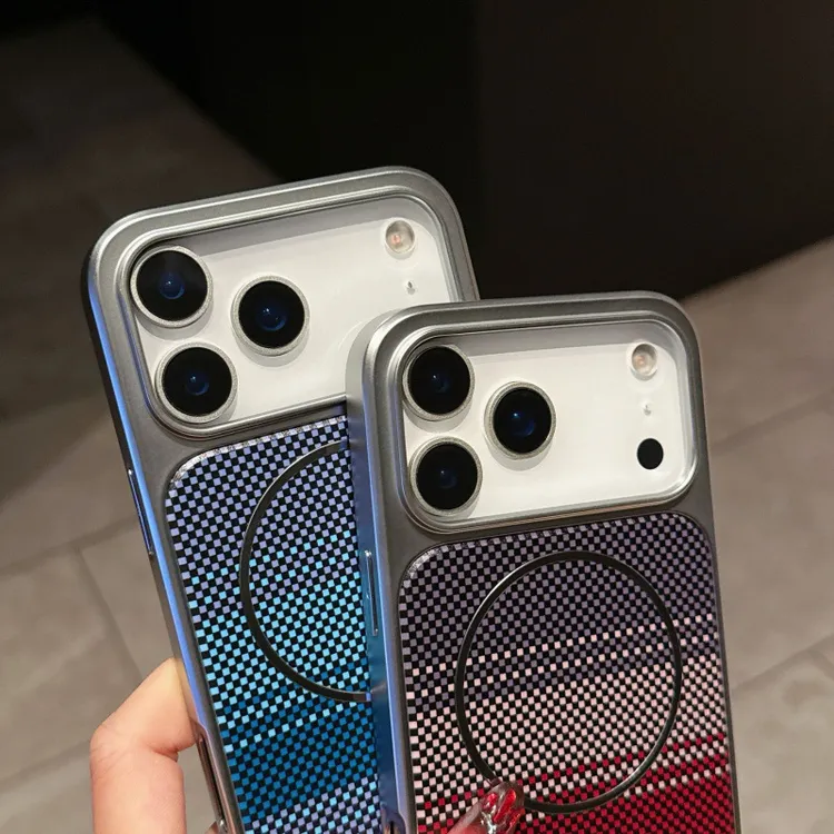 适用iPhone17promax纤维纹磁吸手机壳苹果17高级感防摔保护套炫彩