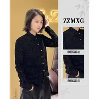 【珍珍国风设计】【墨色奢绣】新中式蕾丝立领上衣秋季打底W-83827