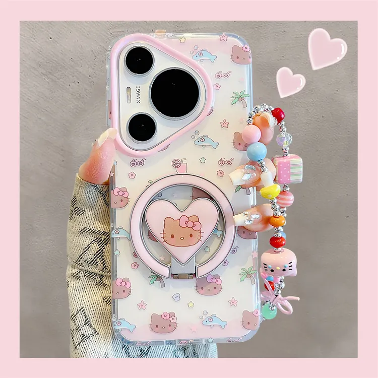 适用华为pura70pro+手机壳可爱少女心卡通Kitty猫mate70pro支架女