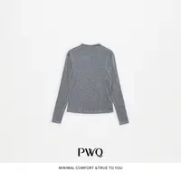 【简约特调】上衣T恤天-丝羊-毛半高领长袖肩斜线显瘦YX-2582619-QT