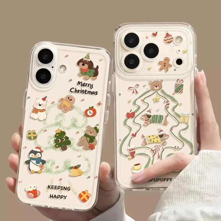 圣诞树小熊企鹅适用iPhone17苹果华为OPPO小米vivo荣耀手机壳一加