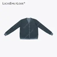 LUCASEMILYLOUIE欢姐0220羊毛桑蚕丝混纺拼色V领针织开衫2510610