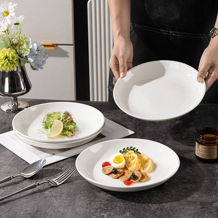 纯白剁椒鱼头专用盘大盘子家用装大盘鸡盘子大号盖浇饭9英寸餐盘