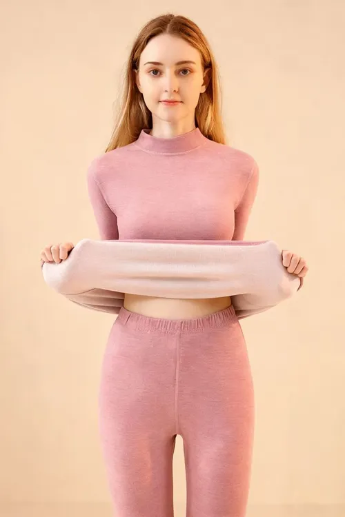 2025新款蚕丝山羊绒男女保暖内衣睡衣打底衫半高领秋衣秋裤套装