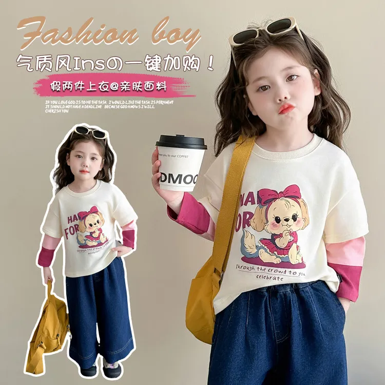 拼接卫衣童装儿童女童2025年款衣服新款秋装套装秋款可爱超萌秋季