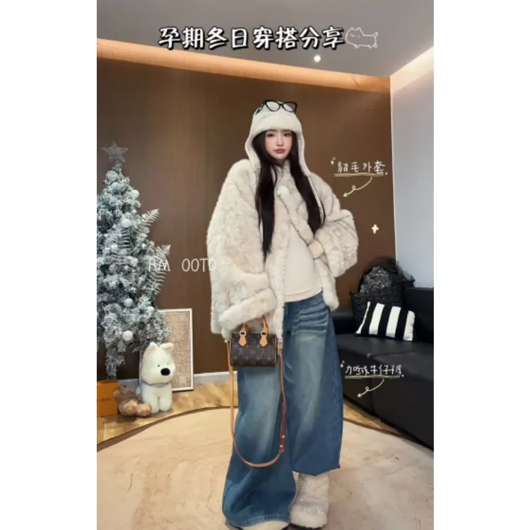 【小肉麻专属】孕妇裤子秋冬季外穿2025新款慵懒休闲加绒阔腿裤