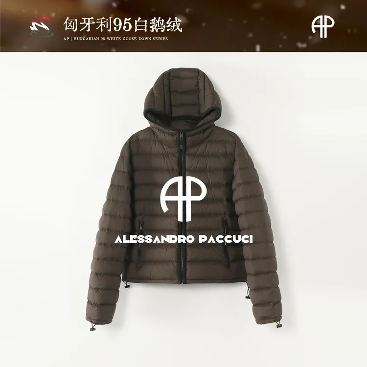 AP洛哥54016RR【排骨鹅绒】黑标匈牙利进口95白鹅绒连帽羽绒服/女装