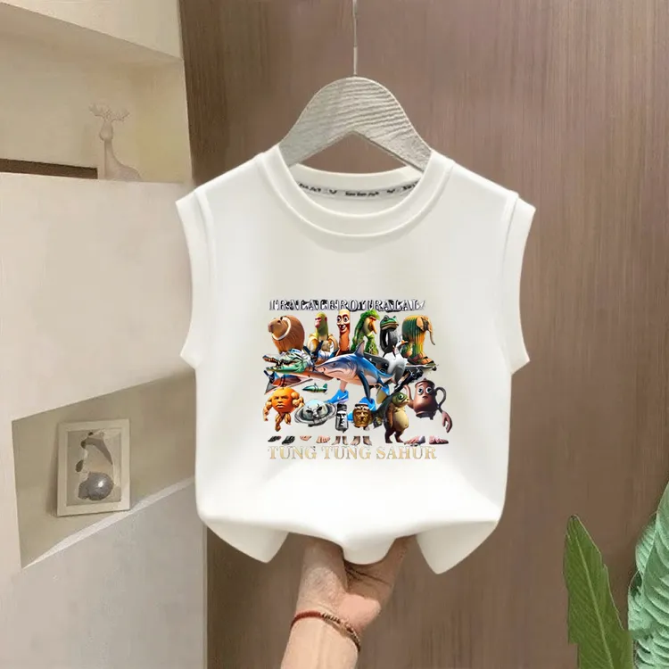 美国山海经通通哥木棍人童装潮牌周边衣服男童背心无袖打底衫儿童