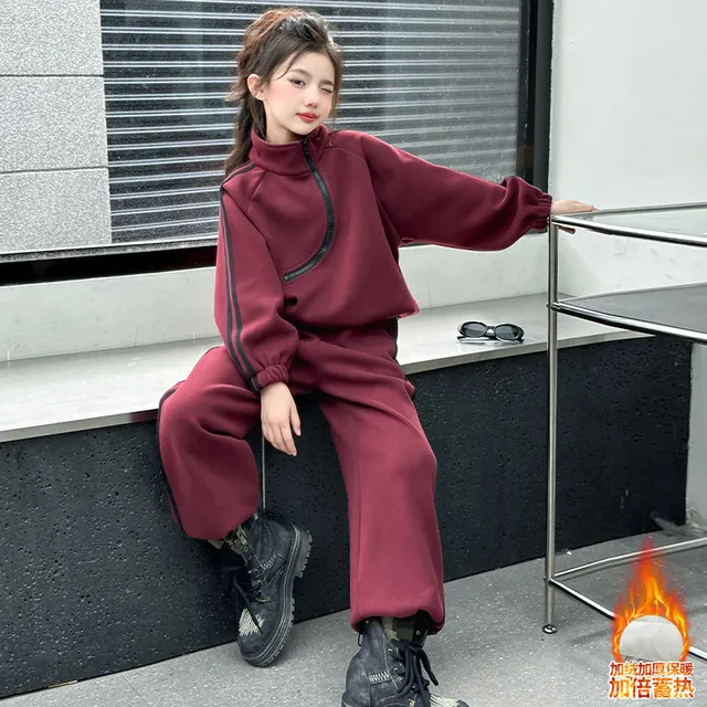 巴拉巴拉云朵女童加绒卫衣套装秋冬款2025新款女大童韩版半高领上