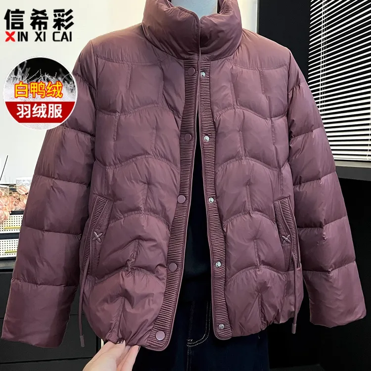 妈妈装冬装红色轻薄保暖羽绒服外套中老年人女装宽松保暖棉服棉袄