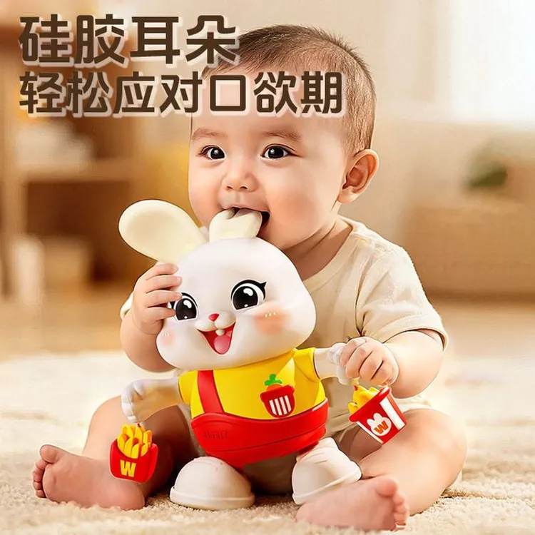 电动小福兔婴儿益智玩具幼儿抬头练习宝宝早教摇摆跳舞兔儿童玩具