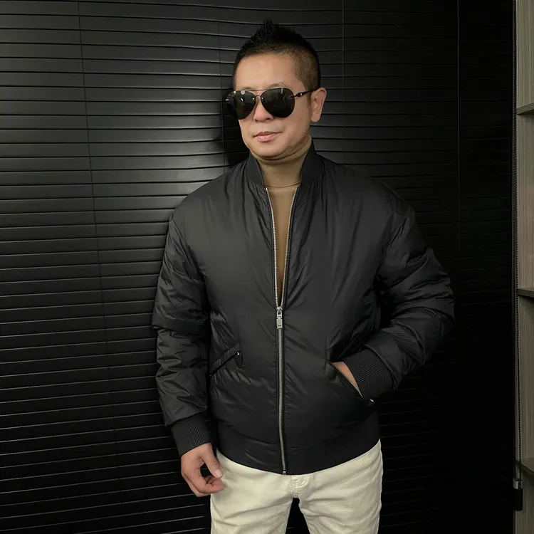 【鹅绒服】棒球领冬季户外保暖鹅绒服男装纯色立领短款