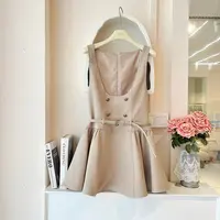 青青大码女装 秋法式百搭千金英伦卡其色老钱风背带裙连衣裙L6192