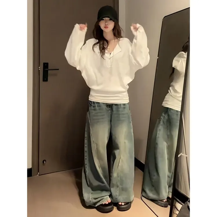 蝙蝠袖薄款长袖t恤女宽松遮肉百搭打底衫女洋气时尚收腰早秋上衣