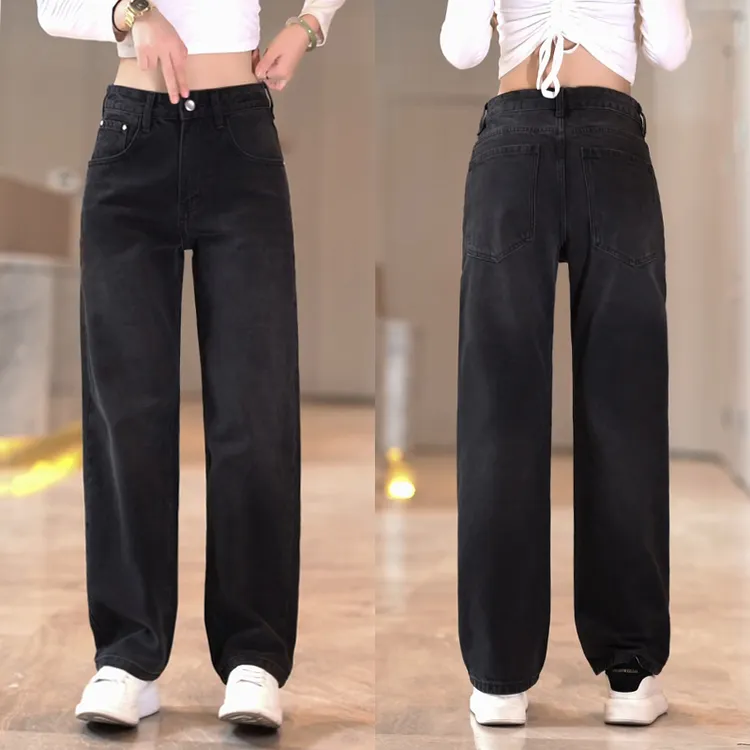 水洗黑色牛仔裤男士百搭简约宽松休闲裤新款2025Clanfit无弹长裤