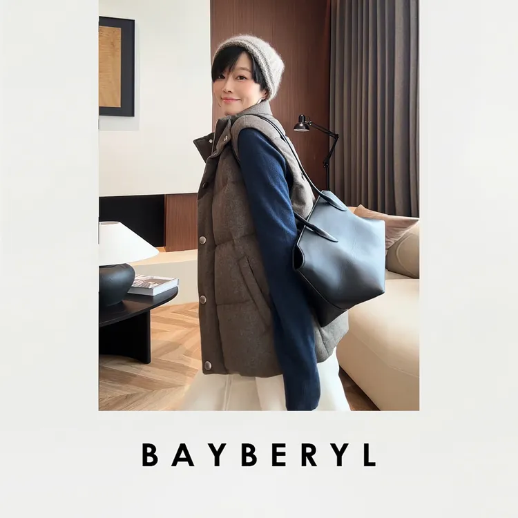 BAYBERYL老贝烟色立领拉链单排扣无袖羽绒马夹YRF5H2646-9/24