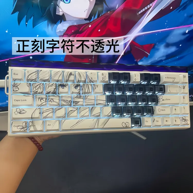 式2.0黑透键帽全套加爱心黑透透明键原厂高度PBT正刻适配606568