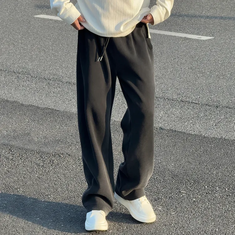 阔腿破坏水洗灰卫裤男裤春秋宽松直筒长裤休闲垂坠感拖地裤运动裤