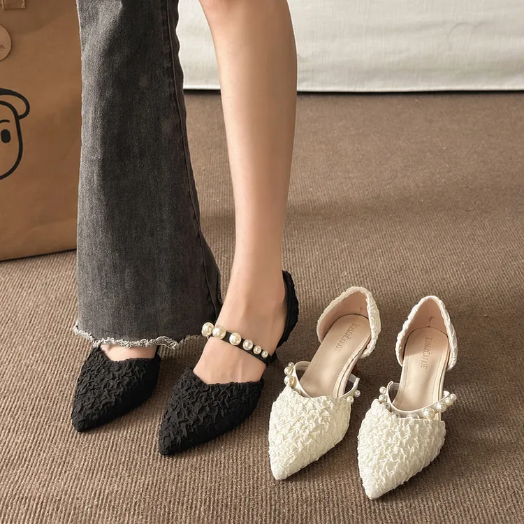 仙女风尖头细跟气质包头凉鞋女2025夏季新款气质百搭晚晚细跟单鞋