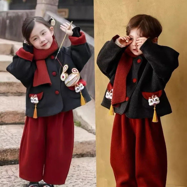 男童拜年服汉服冬装儿童新中式套装国风唐装喜庆宝宝过年衣服潮款