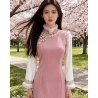 苏故里【絮语微风】文艺气质修身高端日常旗袍奢华气质单层衣长120
