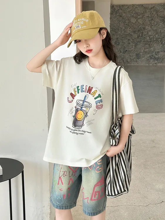 女童夏套装2025新款洋气时髦大童潮酷穿搭儿童夏季纯棉短袖两件套