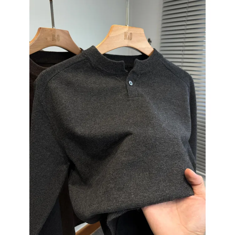 灏吉弧毛衣男薄款秋冬季青年纯色百搭针织衫男装套头内搭上衣