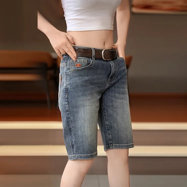 高档男士五分牛仔短裤修身直筒夏天薄款弹力时尚裤子男上档次中裤