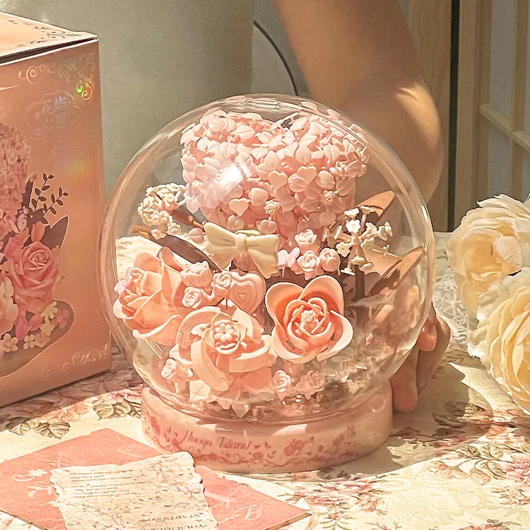 双11圣诞节礼物爱心玫瑰樱花积木拼搭手工diy礼物走心颗粒拼装