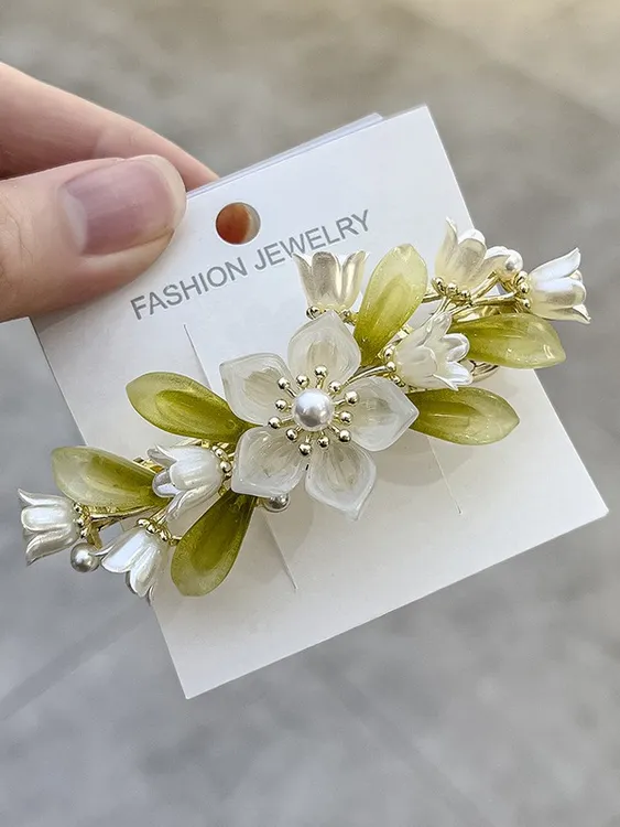 2025新款网红爆款时尚头发夹子气质手工弹簧夹发夹发卡兰花朵顶夹