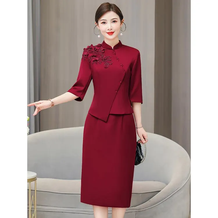 民族风格幸福婆婆喜宴服装经典加码婚纱婚纱妈妈礼服年轻时尚