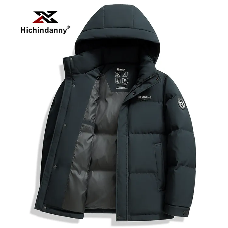 HICHIN运动羽绒服男冬季短款休闲防寒保暖可脱卸帽子加厚连帽外套