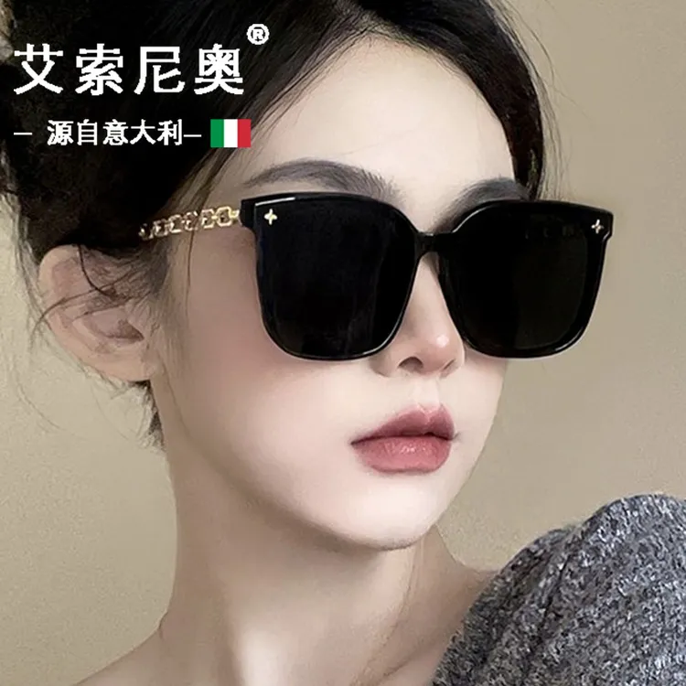 艾索尼奥意大利墨镜女偏光镜防晒高级感ins防防蔡防UVA金属墨镜