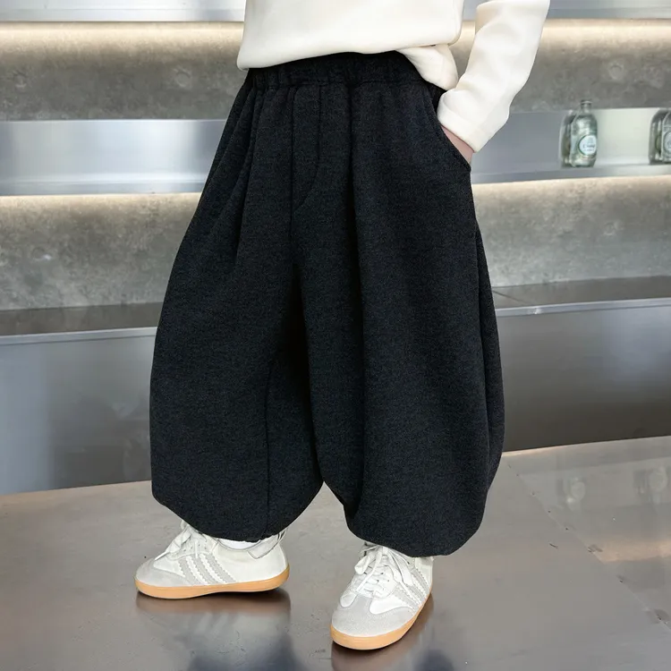 儿童秋冬装加绒裤男童款洋气休闲束脚裤宝宝冬季一体绒冬季裤子