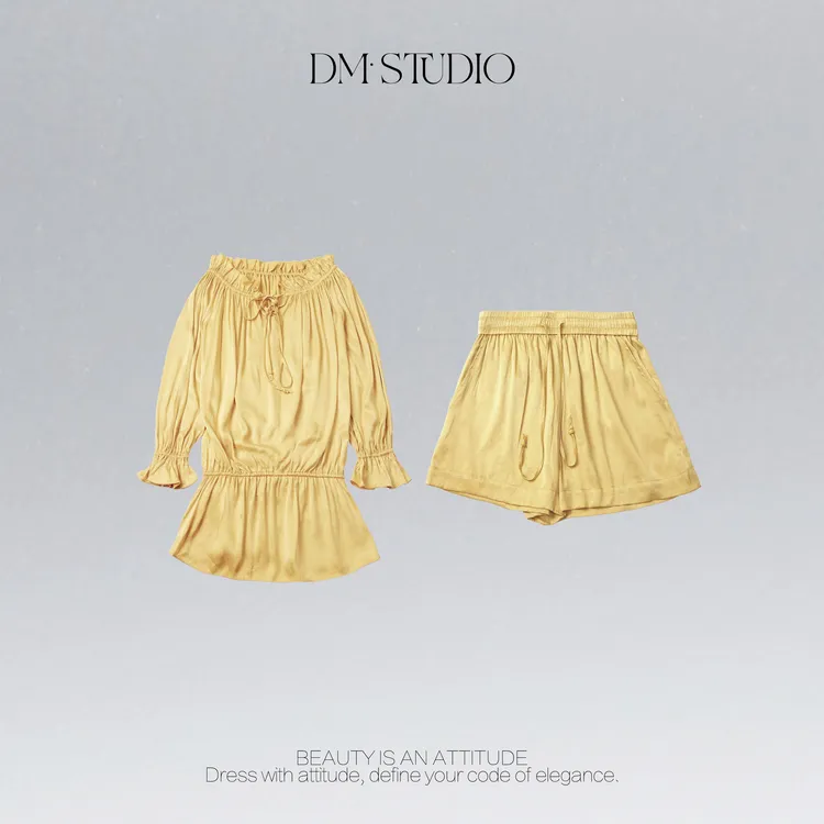 DEDM•STUDIO/夏季时尚极简风气质长袖上衣+短裤套装2504TZ/29056