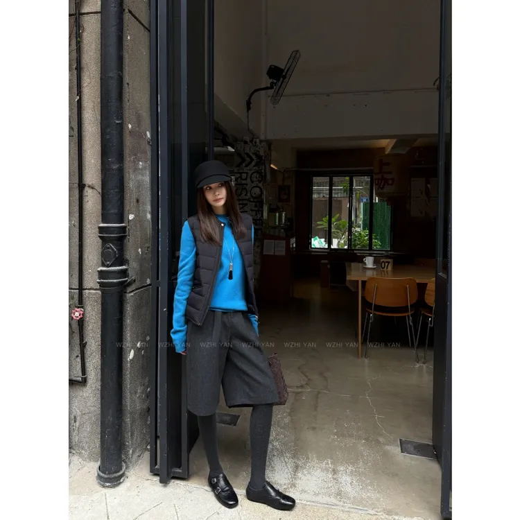 【惬意自然】“羊毛短裤”老钱质感百搭休闲松弛慵懒毛呢六分短裤6266