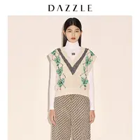 DAZZLE地素撞色爱心针织衫背心马甲女2E1E215