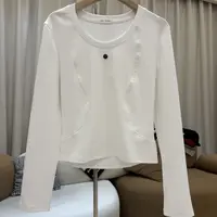 zaw大码女装收腰长袖T恤秋季显瘦遮肚子内搭洋气打底衫胖mm上衣