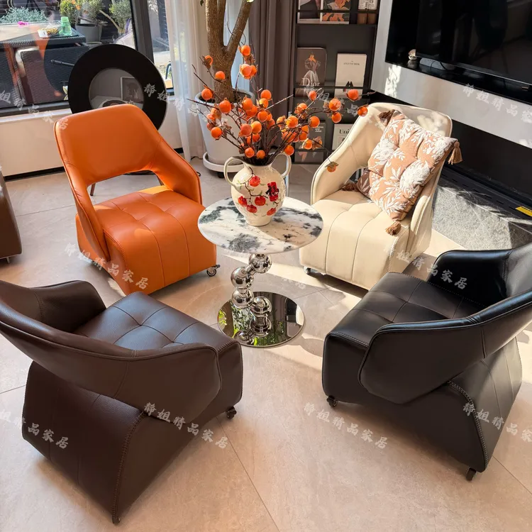 超大号现代轻奢阳台单人休闲椅落地沙发凳家用异形靠凳