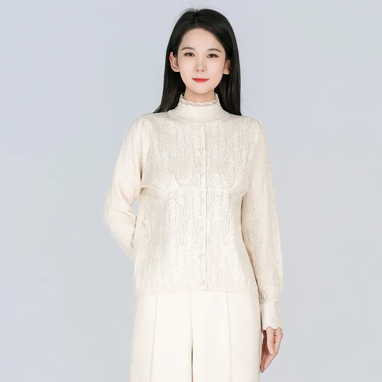 浒城古娘绵羊毛秋冬新款时尚气质立领女内搭针织上衣WH05007738
