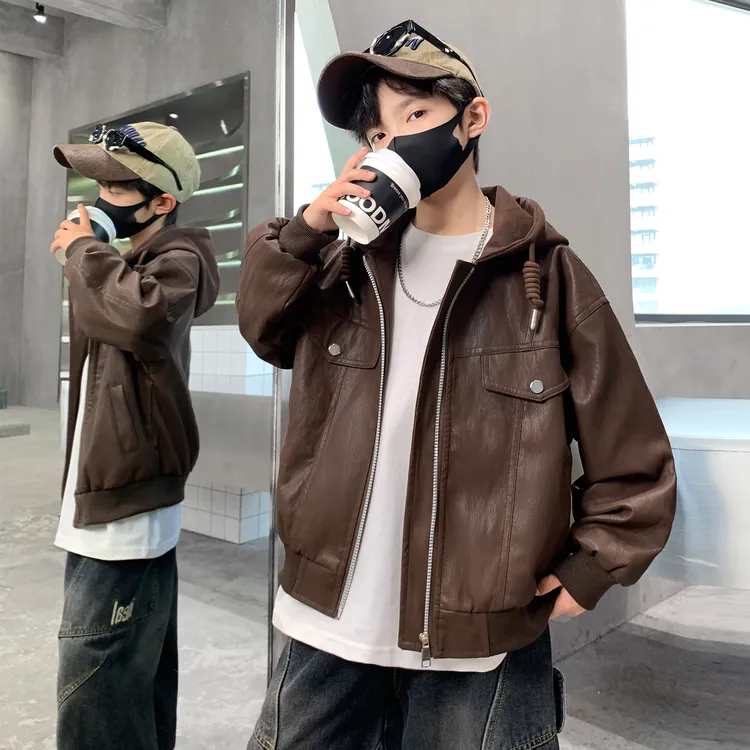 儿童装男童秋装皮衣外套2025新款春秋款中大童炸街秋季男孩夹克潮