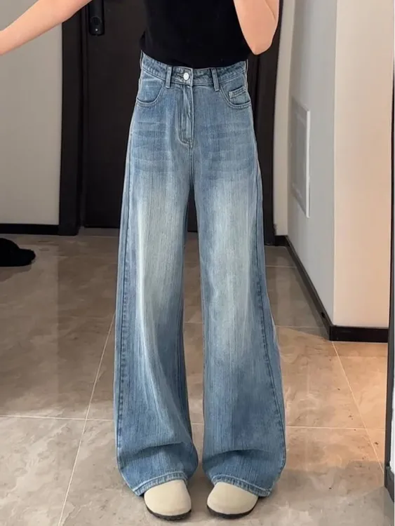 【酷酷是我】梨形秋季厚款竹节纹温柔牛仔裤牛仔清新裤子女款高质量