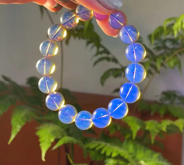 12mm墨西哥天然蓝珀单圈手串3A净水轻奢男女款经典通带款时尚百搭