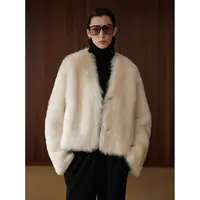 MSBEAST奢雅極简V领短廓形西班牙托斯卡纳直毛皮毛一体丨缪斯简言