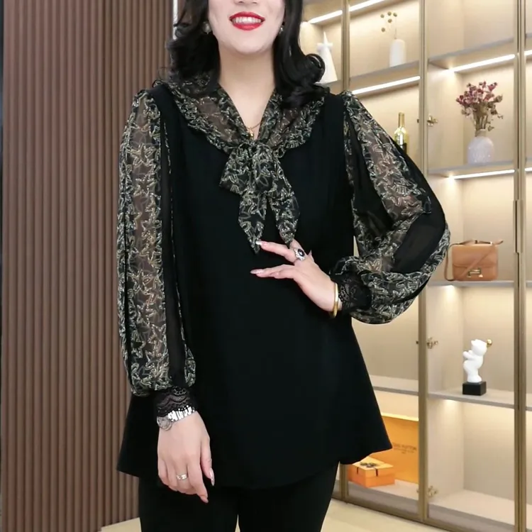 丹思慕秋季新款显瘦千金气质衣服拼接宽松假两件ZB5748长袖