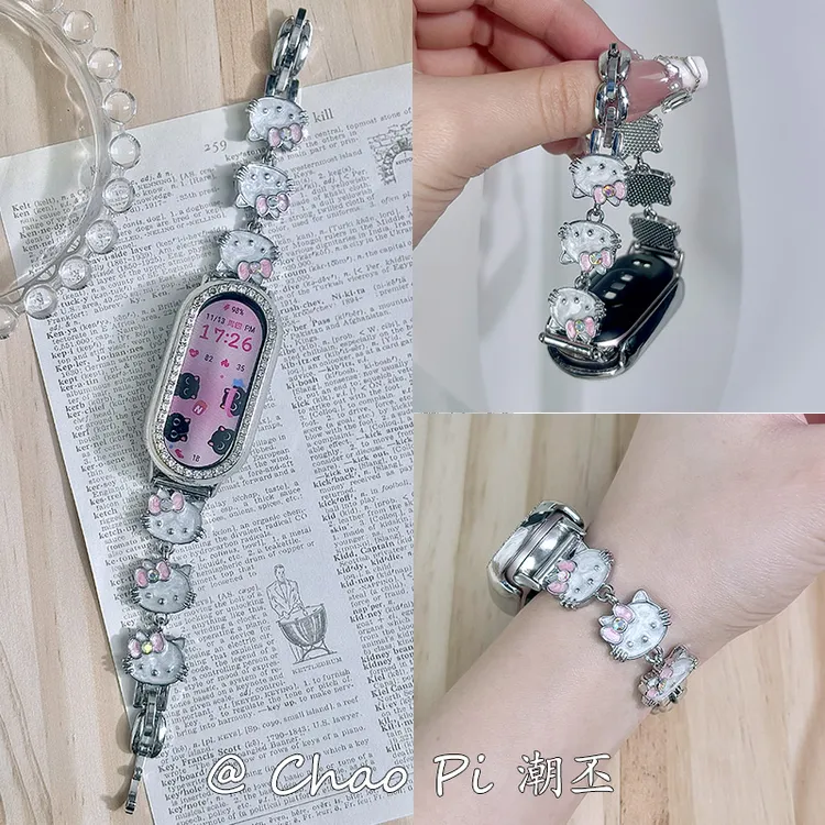 滴胶KT猫头链金属快拆适用于苹果华为小米链条金属通用手表带时尚