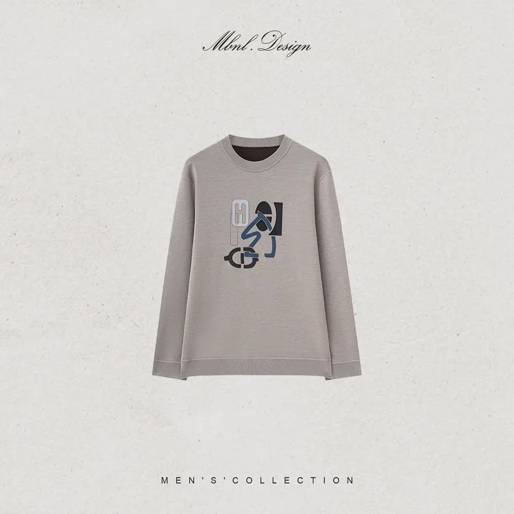 MBNL-F「H.Puzzle」秦磊男装绵羊毛混纺刺绣超迁皮毛衣LL-WSY1222