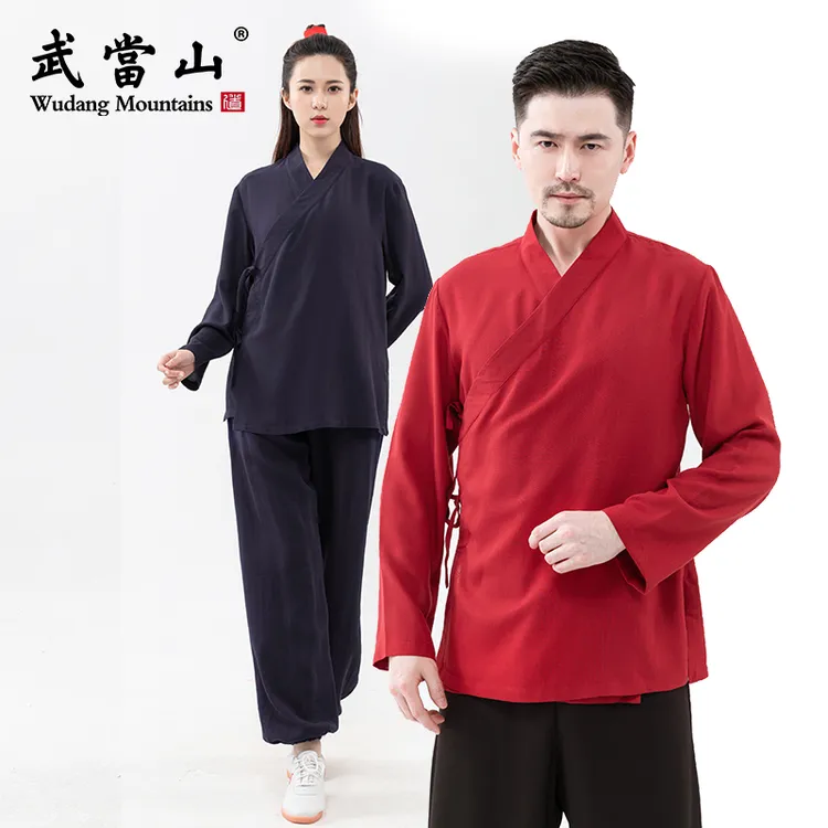 武當山斜襟太极服薄款汉服里衣男女同款道袍中衣练功服内搭套装